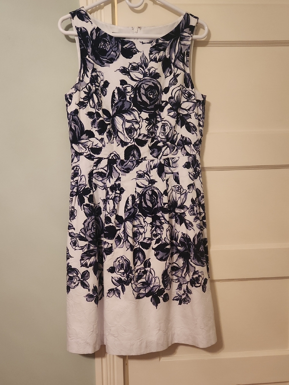 Talbots White Dress with Navy Floral Print
